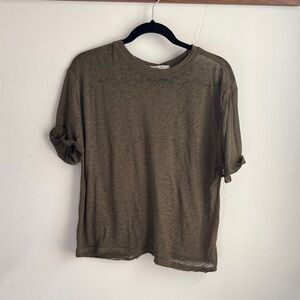 We The Free Olive Green Semi Sheer Top